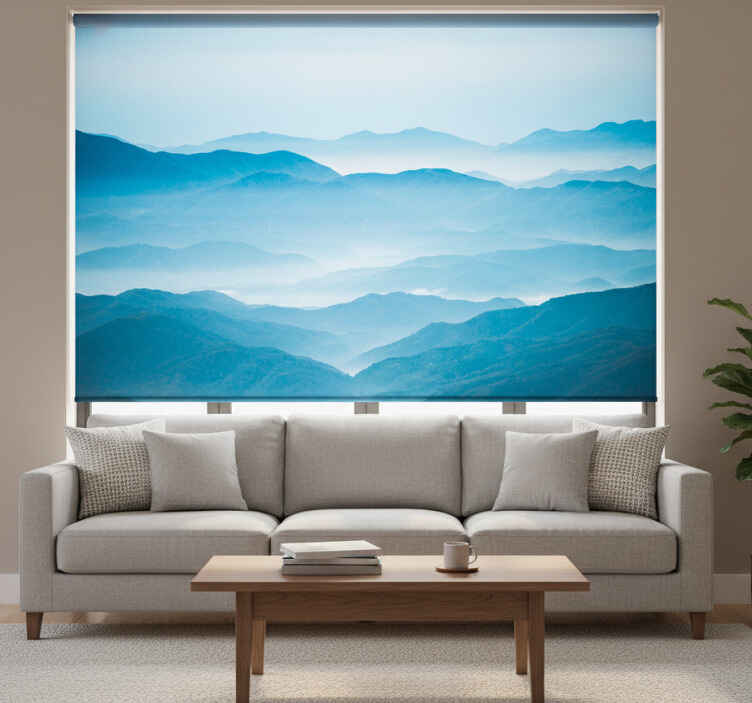 Rolgordijn woonkamer fotobehang bergnevelbank - TenStickers