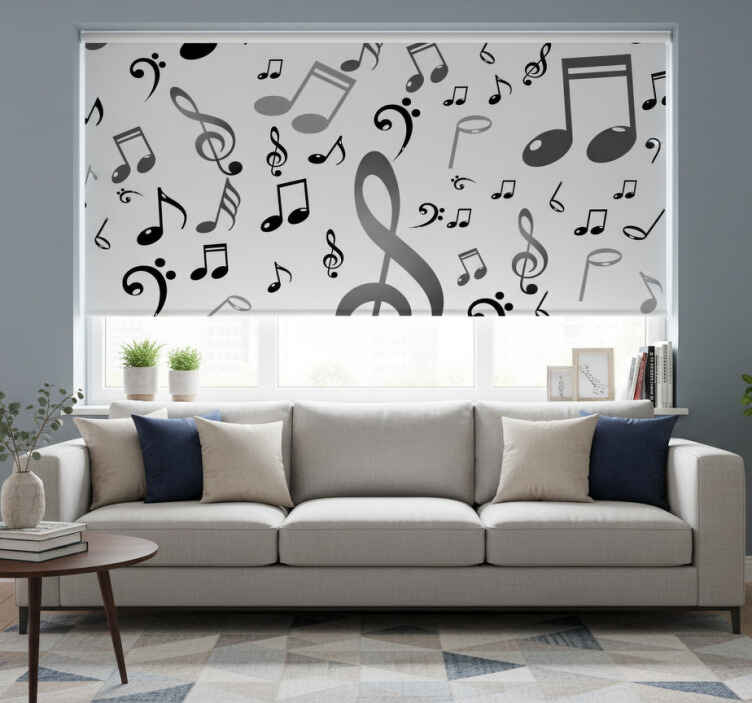 Living room roller blind music notes design - TenStickers