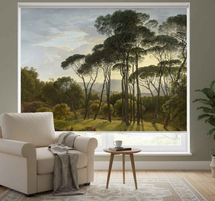 Living room roller blind italian forest landscape - TenStickers