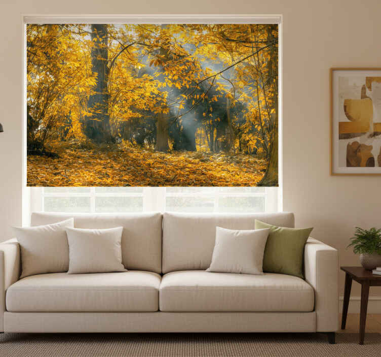Living room roller blind golden autumn design - TenStickers