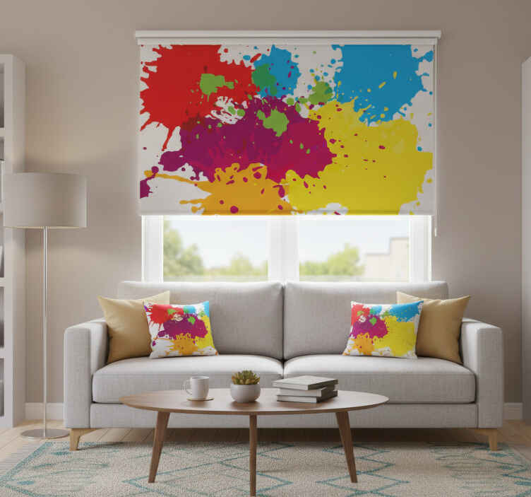 Living room roller blind with splash spots - TenStickers