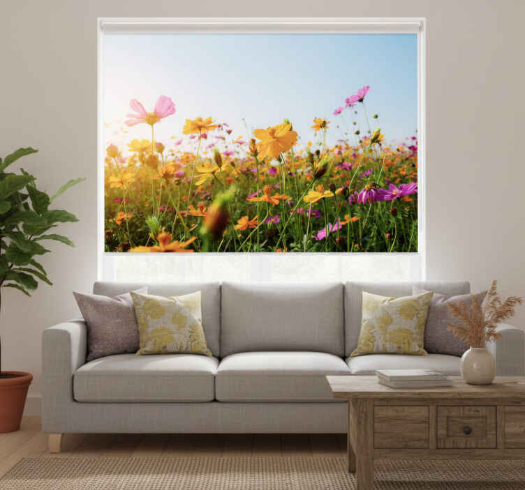Estore de rolo para sala mix de tipos de flores - TenStickers