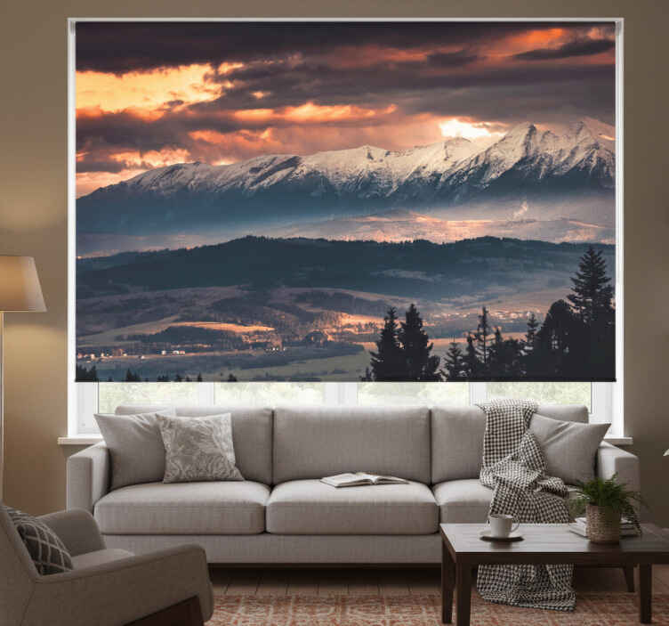Living room roller blind golden top polish tatras - TenStickers