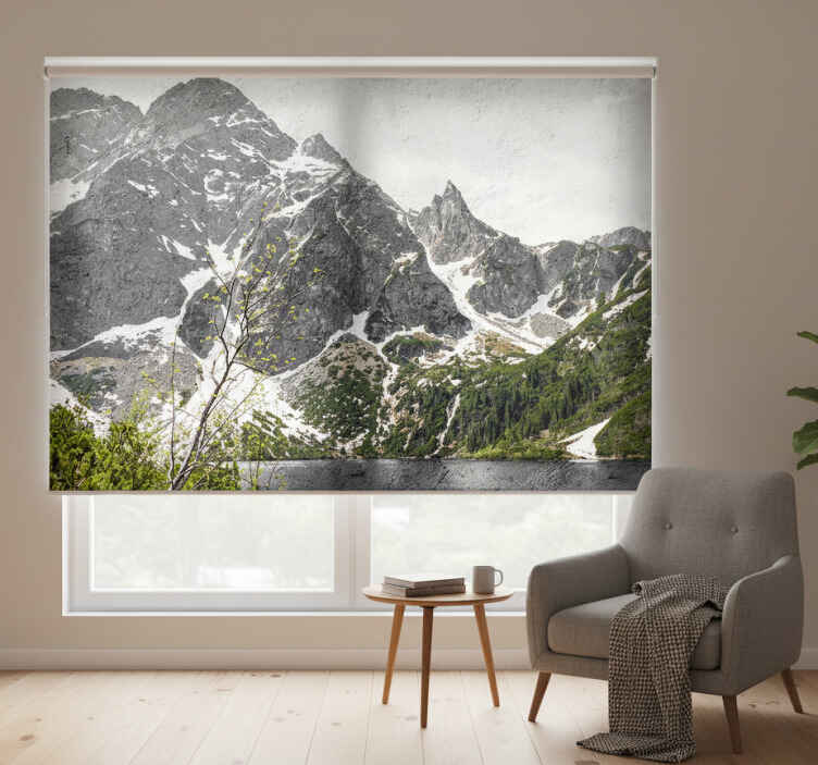 Living room roller blind zakopane mountain design - TenStickers