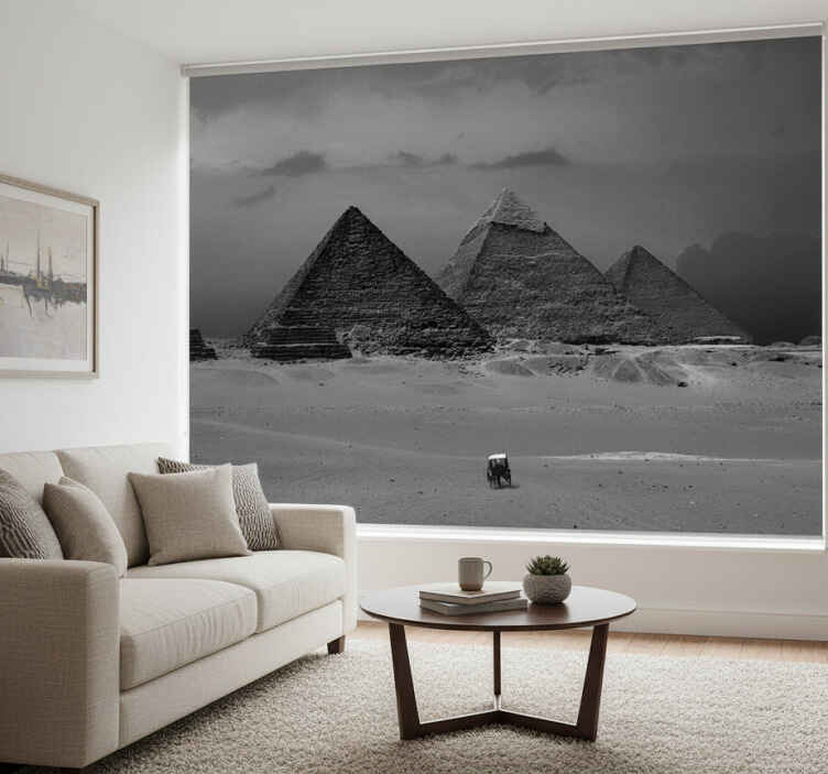 Living room roller blind egyptian pyramids mural - TenStickers