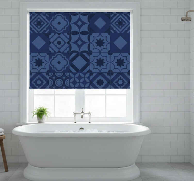 Cortina roller azul azulejos azul marino - TenVinilo