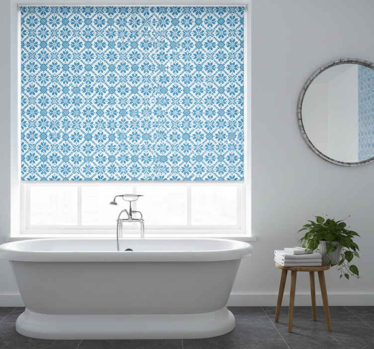 Cortina roller azul motivo azulejo azul - TenVinilo