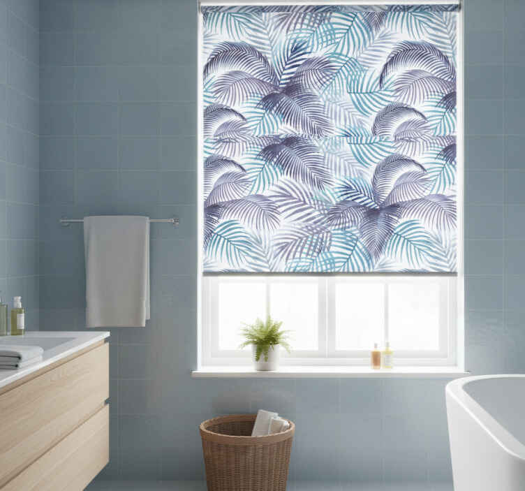 Estore de rolo azul folhas e palmas - TenStickers