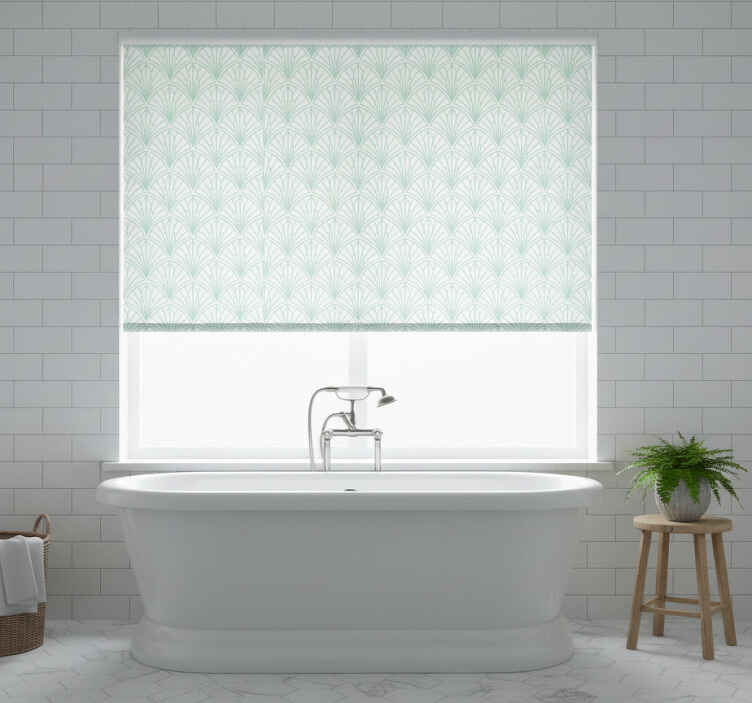 Estore de rolo azul folhas aquamarine claras fundo branco - TenStickers