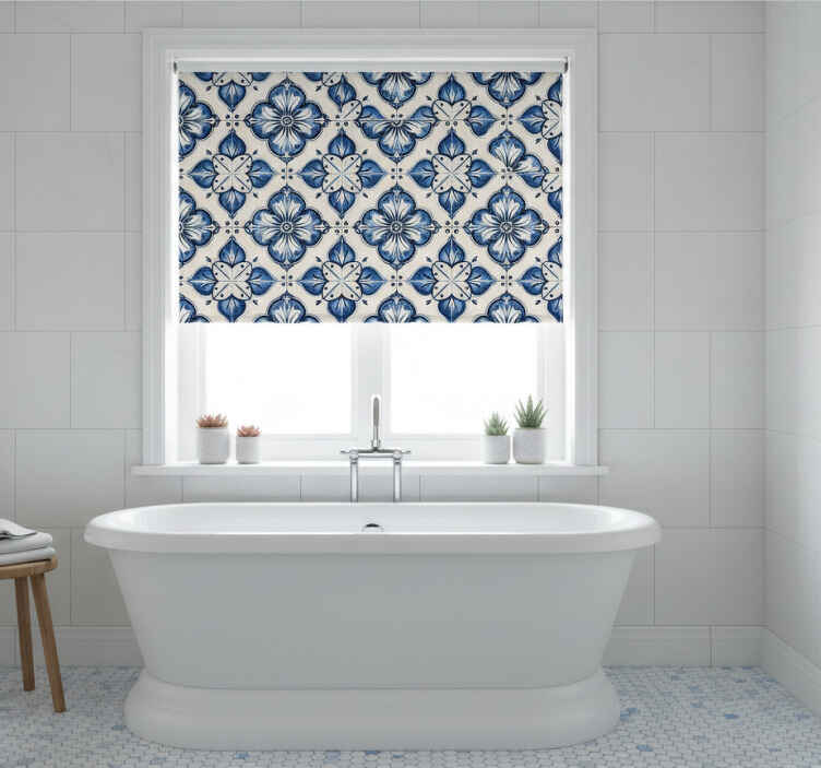 Estore de rolo azul padrão floral azul - TenStickers