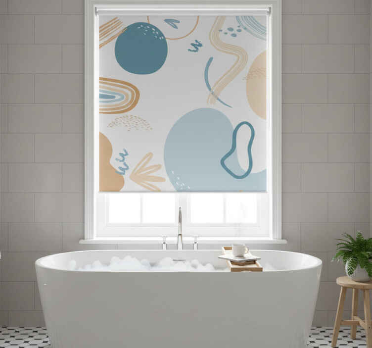 Estore de rolo azul com padrões de ondas abstratas - TenStickers