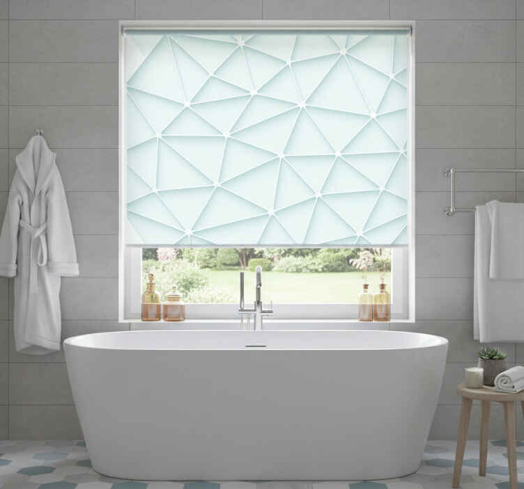Rollo fenster blau mit abstraktem dreieckdesign - TenStickers