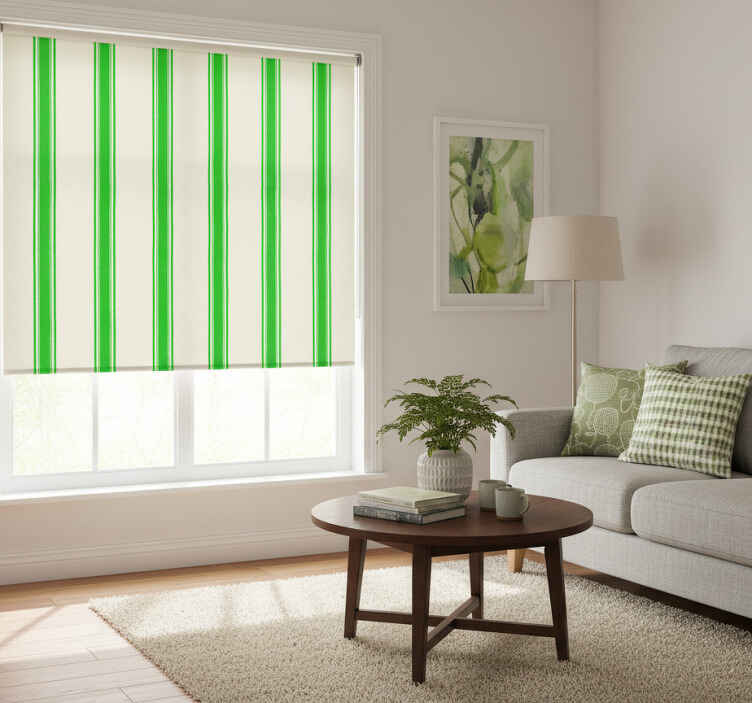 Cortina roller moderno líneas verticales verdes - TenVinilo