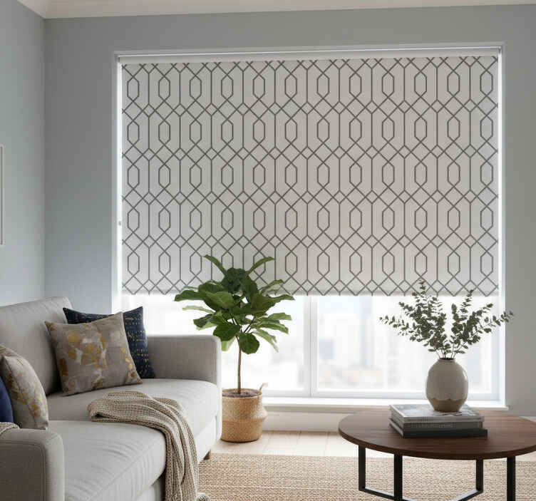 Modern roller blind in grey geometric design - TenStickers