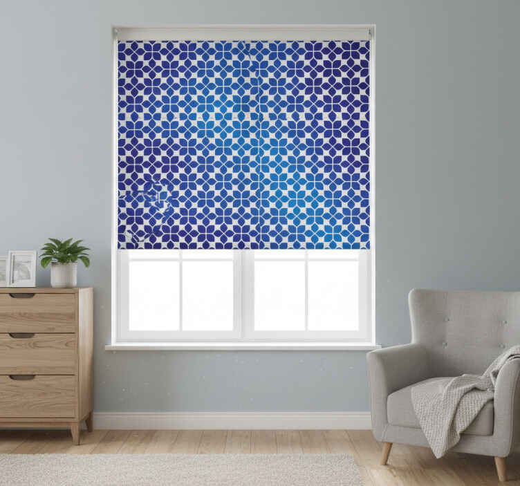 Cortina roller azul flores azules - TenVinilo