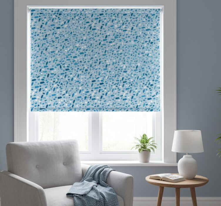 Blue roller blind with blue terrazzo texture - TenStickers