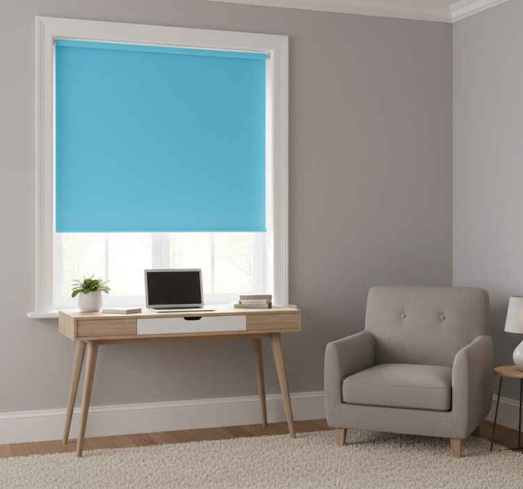 Blue roller blind in azure shade - TenStickers