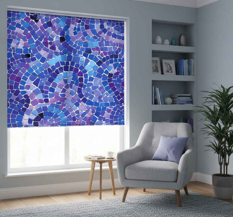 Cortina roller azul efecto mosaico - TenVinilo