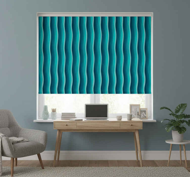 Cortina roller azul diseño de olas - TenVinilo
