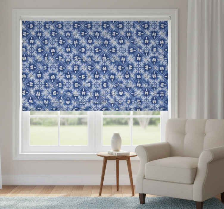 Cortina roller azul ornamental - TenVinilo