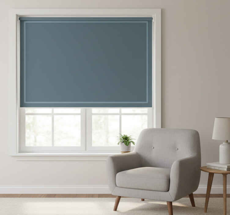 Cortina roller azul diseño con borde sencillo - TenVinilo