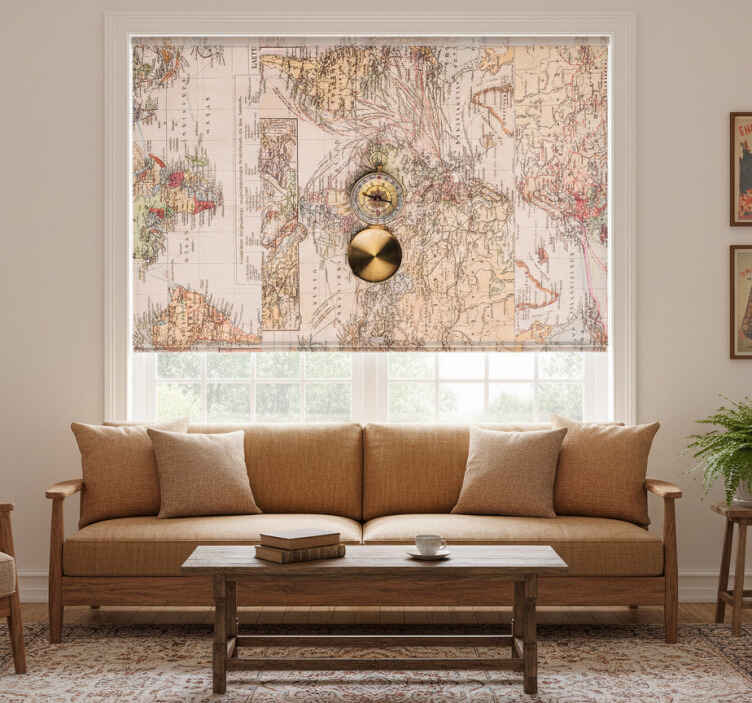 Persiana enrollable salón mapa mundi vintage - TenVinilo