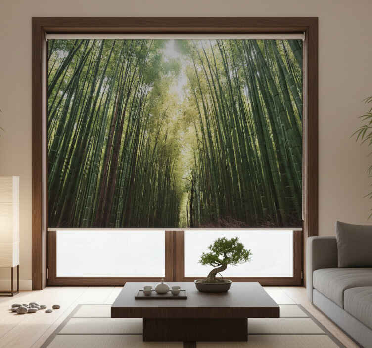 Living room roller blind bamboo forest serenity - TenStickers