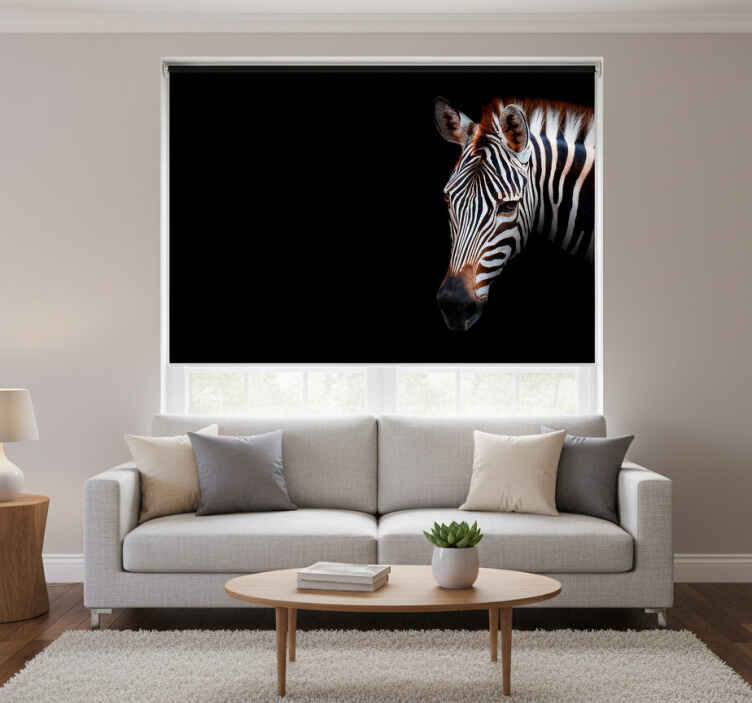 Living room roller blind zebra print design - TenStickers