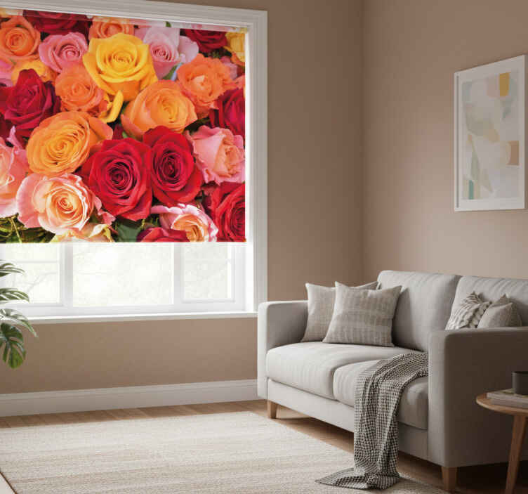 Roser ulike blomster rullegardin stue - Tenstickers
