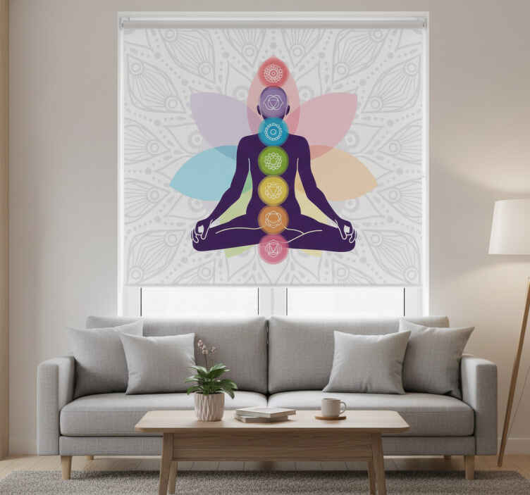 Persiana enrollable salón símbolos de los siete chakras - TenVinilo