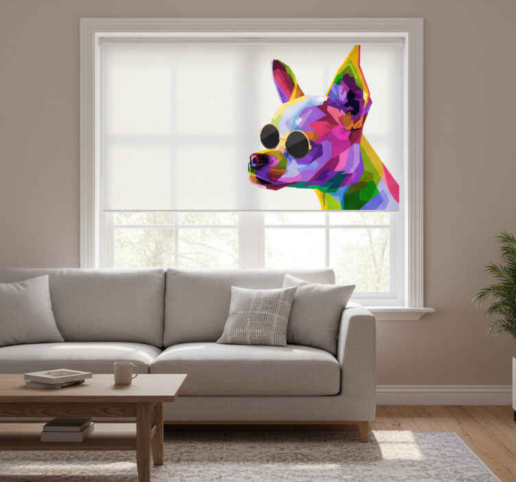 Rullegardin stue multicolor chihuahua med briller - Tenstickers
