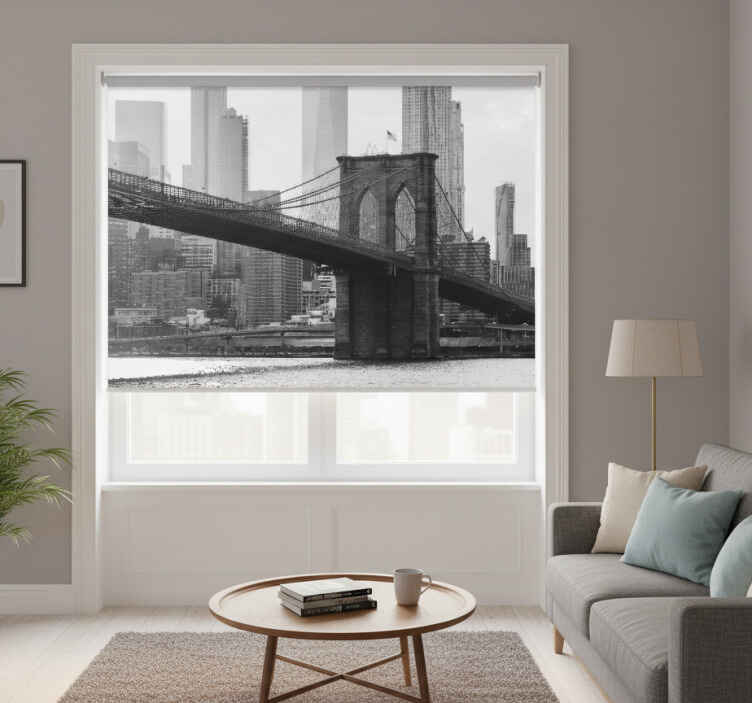Rullegardin stue bilde av brooklyn bridge i svart-hvitt - Tenstickers