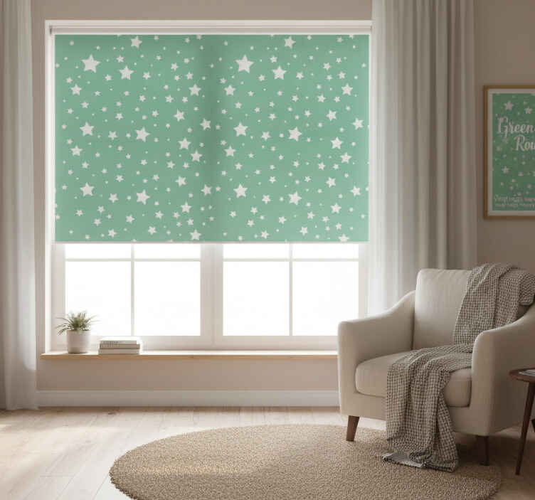 Green roller blind green stars round - TenStickers