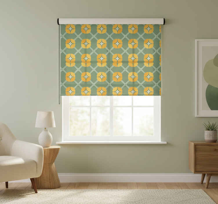 Store enrouleur vert motif floral vintage - TenStickers