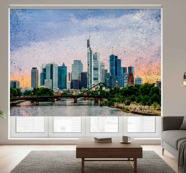 Rullegardin stue frankfurt skyline - Tenstickers