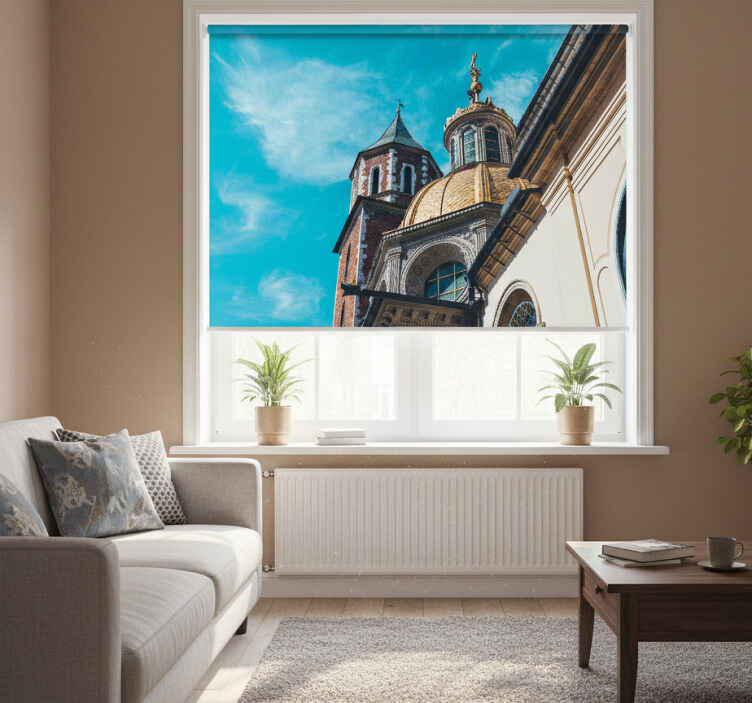 Oturma odası stor perde wawel manzarası - TenStickers