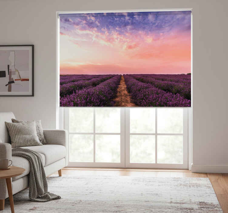 Estore de rolo para sala flores de lavanda na frança - TenStickers