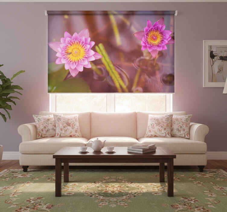 Rullegardin stue rosa/lilla lotus - Tenstickers