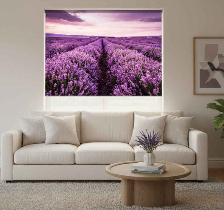 Rullegardin stue lilla bilde med blomster - Tenstickers