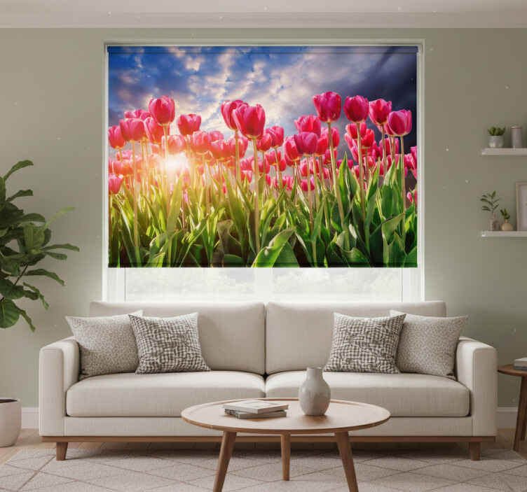 Living room blind in floral sunset design - TenStickers