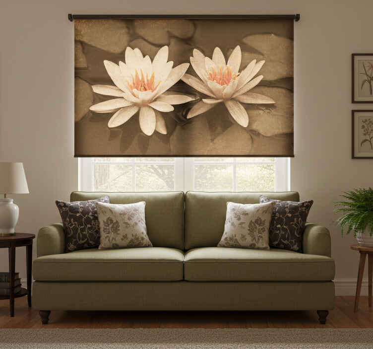 Rullegardin stue vintage lotus - Tenstickers