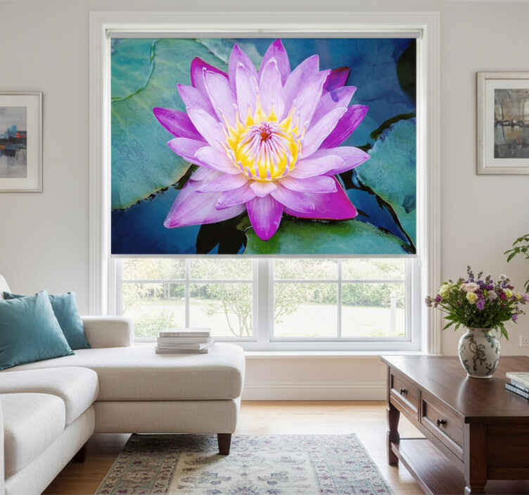 Living room blind purple lotus flower design - TenStickers