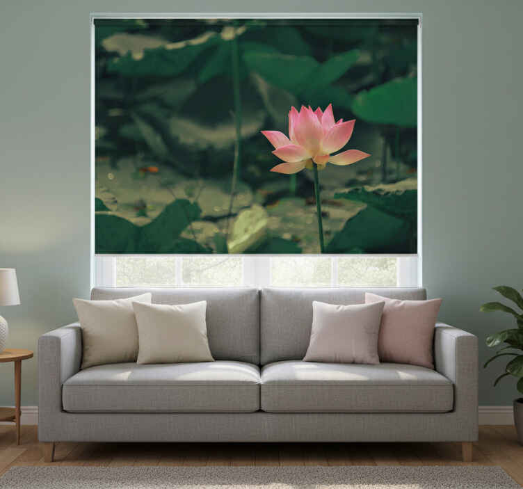 Living room roller blind pink flower design - TenStickers
