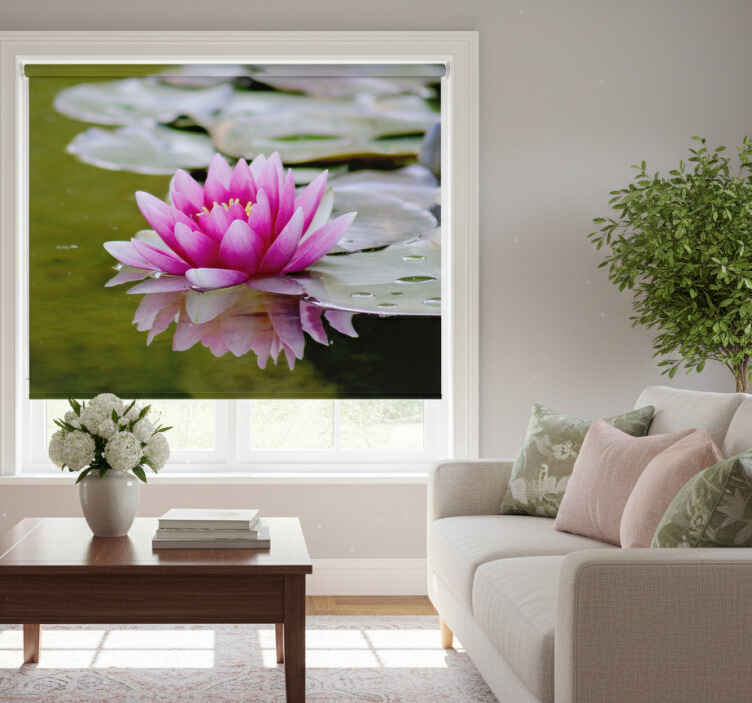 Rullegardin stue rosa zen lotusblomst - Tenstickers