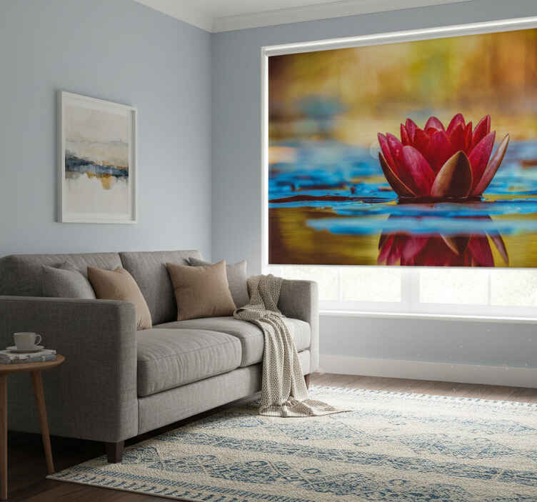 Rullegardin stue med zenreflektert lotusblomst - Tenstickers