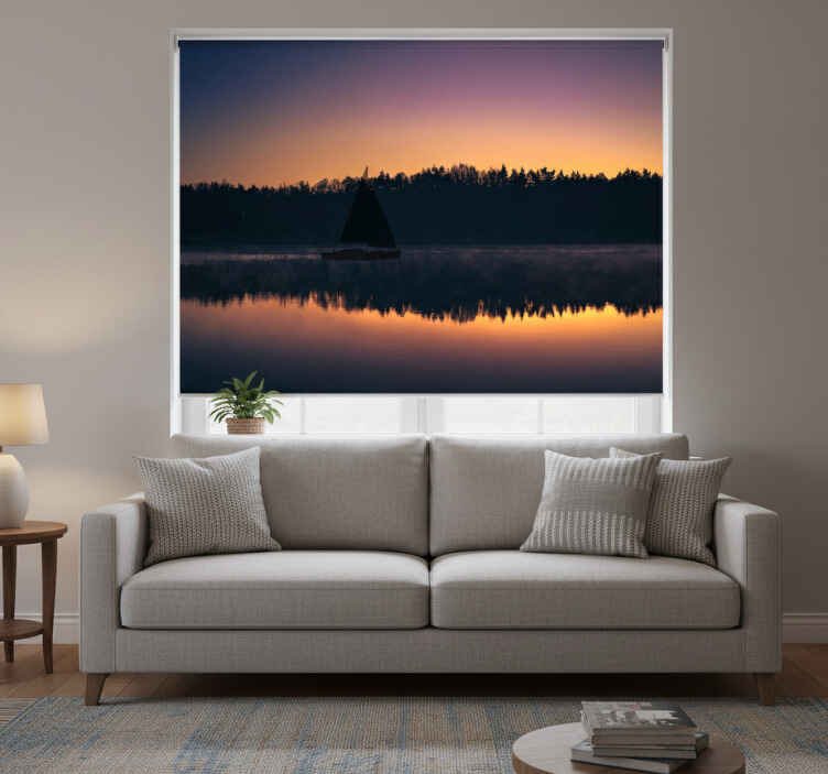 Rullegardin stue mazury seilbåt solnedgang - Tenstickers
