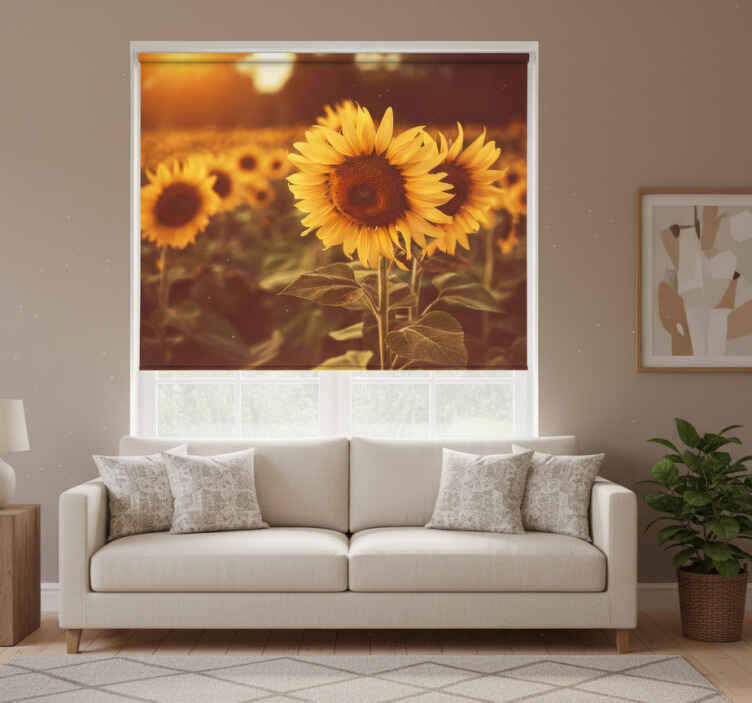 Rullegardin stue romantisk solblomsterfelt - Tenstickers