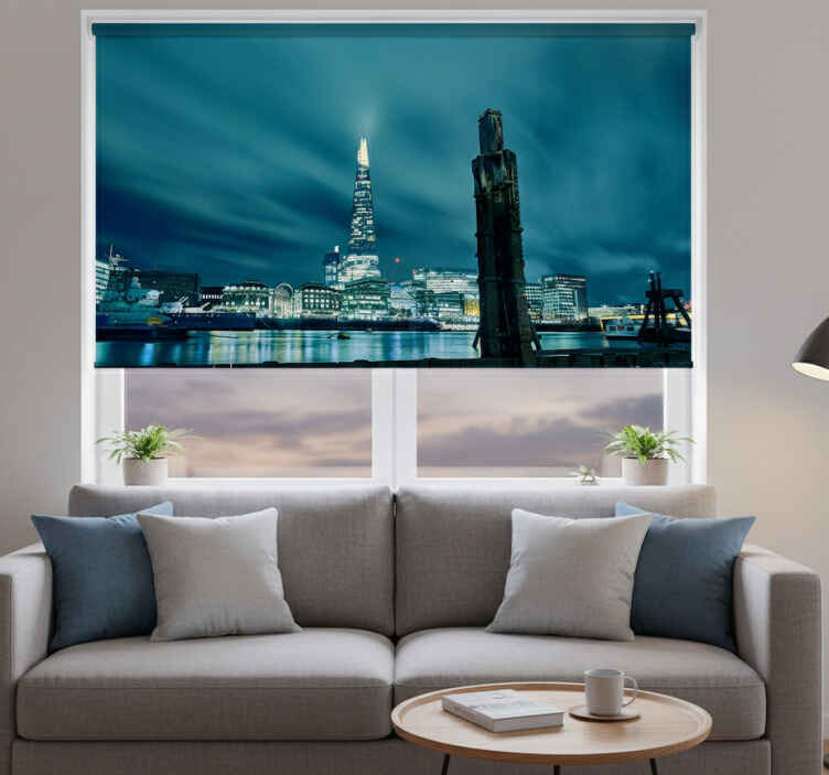 Living room roller blind light east river night - TenStickers