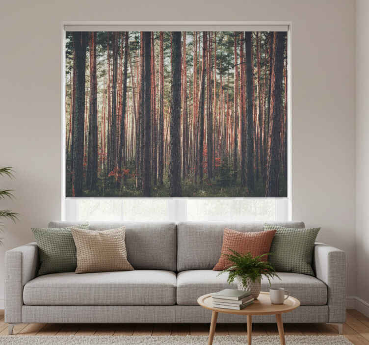 Living room roller blind deep forest tree landscape - TenStickers