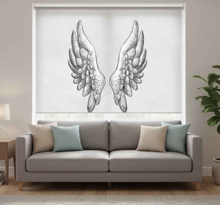 Living room blind with hand-drawn wings - TenStickers